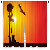 The Fallen Soldier Battle Cross Window Curtains 21384698