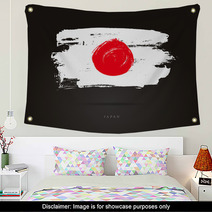 The Flag Of Japan Brush Strokes Wall Art 173626923