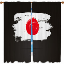 The Flag Of Japan Brush Strokes Window Curtains 173626923