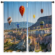The Great Tourist Attraction Of Cappadocia Balloon Flight Turkey Window Curtains 126986425