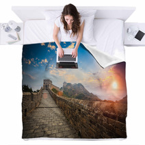 The Great Wall With Sunset Glow Blankets 50026545