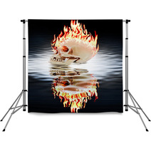 The Human Skull Burning In The Fire. Backdrops 57254423