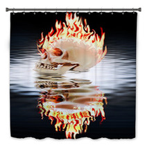 The Human Skull Burning In The Fire. Bath Decor 57254423