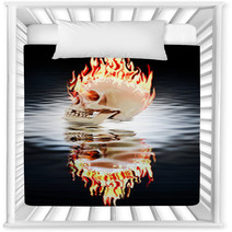 The Human Skull Burning In The Fire. Nursery Decor 57254423