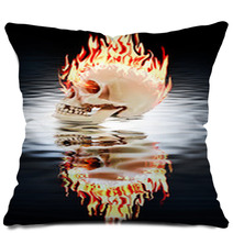 The Human Skull Burning In The Fire. Pillows 57254423