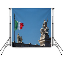 The Italian Flag Waving At The Altar Of The Fatherland In Roma-I Backdrops 64764932