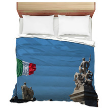 The Italian Flag Waving At The Altar Of The Fatherland In Roma-I Bedding 64764932