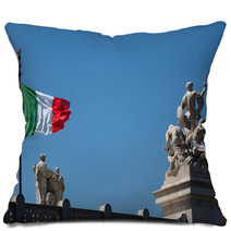 The Italian Flag Waving At The Altar Of The Fatherland In Roma-I Pillows 64764932