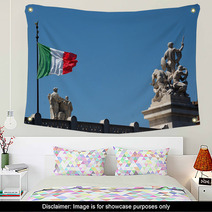 The Italian Flag Waving At The Altar Of The Fatherland In Roma-I Wall Art 64764932