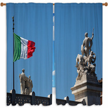 The Italian Flag Waving At The Altar Of The Fatherland In Roma-I Window Curtains 64764932