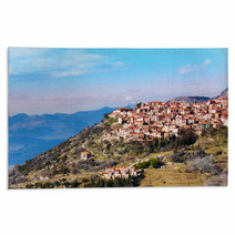 The Landscape Of Arachova Town Rugs 67772464