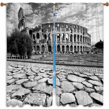The Majestic Coliseum, Rome, Italy. Window Curtains 49412572