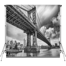 The Manhattan Bridge New York City Awesome Wideangle Upward Vi Backdrops 57021622