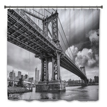 The Manhattan Bridge New York City Awesome Wideangle Upward Vi Bath Decor 57021622