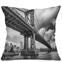 The Manhattan Bridge New York City Awesome Wideangle Upward Vi Pillows 57021622