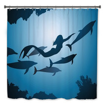The Mermaid And Dolphins Bath Decor 39743414