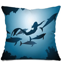 The Mermaid And Dolphins Pillows 39743414