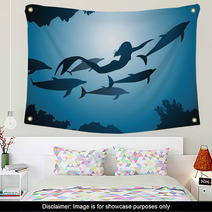 The Mermaid And Dolphins Wall Art 39743414