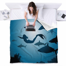 The Mermaid And Sharks Blankets 39737260