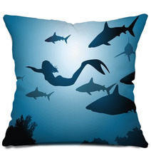 The Mermaid And Sharks Pillows 39737260