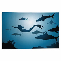 The Mermaid And Sharks Rugs 39737260