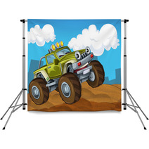 The Off Road Cartoon Car - Illustration For The Children Backdrops 46505263