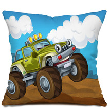 The Off Road Cartoon Car - Illustration For The Children Pillows 46505263