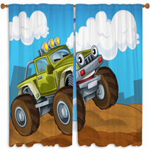 The Off Road Cartoon Car - Illustration For The Children Window Curtains 46505263