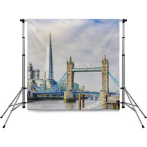 The Shard And Tower Bridge On Thames River In London, UK Backdrops 59842518