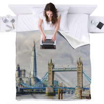 The Shard And Tower Bridge On Thames River In London, UK Blankets 59842518
