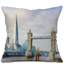 The Shard And Tower Bridge On Thames River In London, UK Pillows 59842518