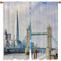 The Shard And Tower Bridge On Thames River In London, UK Window Curtains 59842518