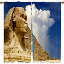 The Sphinx And The Great Pyramid, Egypt. Window Curtains 9501588