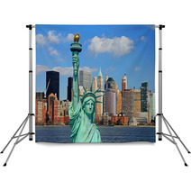 The Statue Of Liberty And Manhattan Skyline Backdrops 7024955