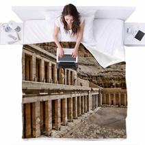 The Temple Of Hatshepsut Near Luxor In Egypt Blankets 65704333