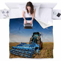 The Tractor - Modern Farm Equipment In Field Blankets 22386214