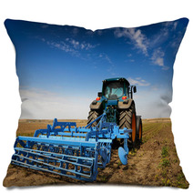 The Tractor - Modern Farm Equipment In Field Pillows 22386214