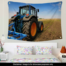 The Tractor - Modern Farm Equipment In Field Wall Art 22386036