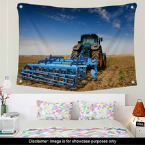 The Tractor - Modern Farm Equipment In Field Wall Art 22386214