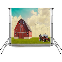 The Traditional American Red Barn In Rural Setting Backdrops 54747212