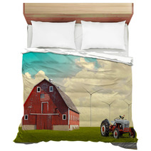 The Traditional American Red Barn In Rural Setting Bedding 54747212