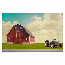 The Traditional American Red Barn In Rural Setting Rugs 54747212
