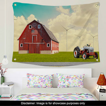 The Traditional American Red Barn In Rural Setting Wall Art 54747212