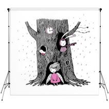 The Tree Angel Hollow Watch Bunny And Bird Backdrops 114386056