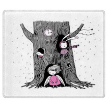 The Tree Angel Hollow Watch Bunny And Bird Rugs 114386056