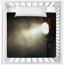 Theater Spot Light With Smoke Against Grunge Wall Nursery Decor 92589310