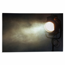 Theater Spot Light With Smoke Against Grunge Wall Rugs 92589310