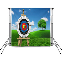Three Arrows On An Archery Target Backdrops 43386160