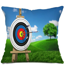 Three Arrows On An Archery Target Pillows 43386160