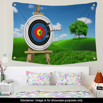 Three Arrows On An Archery Target Wall Art 43386160